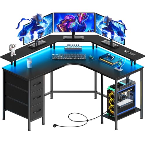 Seventable Bureau Gaming d'angle en L avec Rangement, 119 x 119 cm - B