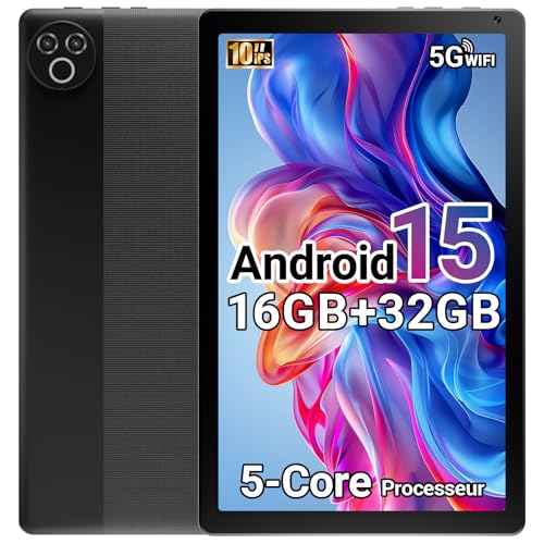 Yicty Tablette 10 Pouces Android 15 2026, 16 Go RAM, Processeur 5 cœur