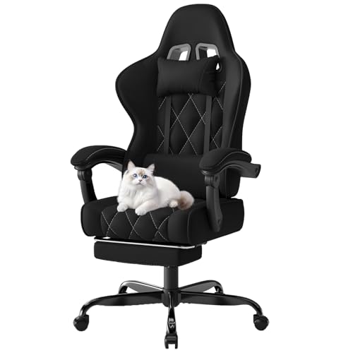 Devoko Chaise Gaming Ergonomique en Tissu, Chaise Bureau Gamer avec Re