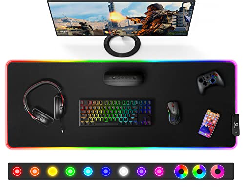 Gimars XXL Tapis de Souris RGB Gaming, Grand Tapis Souris avec 12 Mode