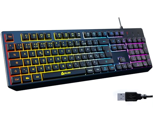KLIM Chroma Clavier Gamer AZERTY FR - Nouveauté - Silencieux USB - Cla