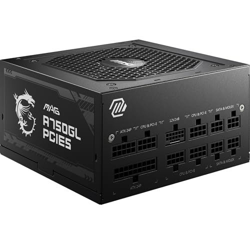 MSI MAG A750GL PCIE5 Alimentation, 750W, 80 Plus Gold, Entièrement mod