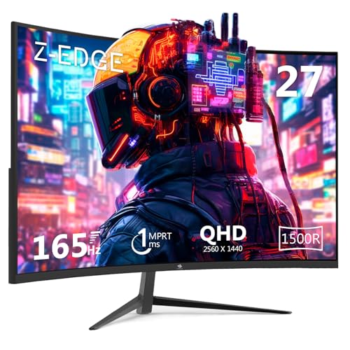 Z-Edge Ecran PC Gamer Incurvé 27'' 2K QHD(2560x1440), 165 Hz, 1ms, Fre