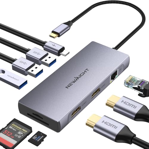 Stations d'accueil USB C Double Moniteur,Newmight 9 en1 Dual HDMI Adap