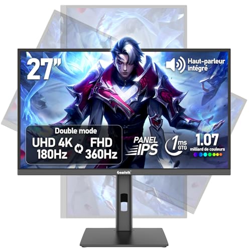 Écran PC Gaming IPS 27 pouces, UHD 3840x2160 4K 180Hz / FHD 360Hz Moni