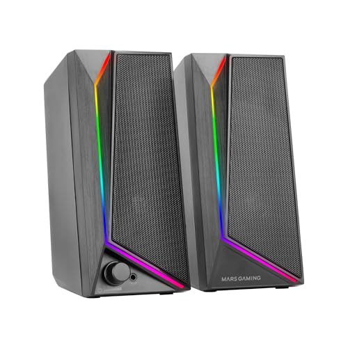 Mars Gaming MS72, Haut-Parleurs Gaming 15W, Éclairage RGB Flow, 2 Driv