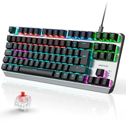 OMOTON Clavier Gamer Mécanique Filaire USB, 80% TKL Clavier Gaming Mec