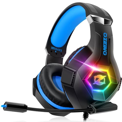 Ozeino Casque Gaming pour Ps5 PC Ps4, Casque Gamer pour Micro RGB 7 Co