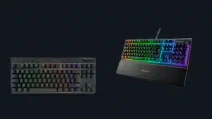 Deux claviers gamer AZERTY, un modèle TKL et un modèle complet avec pavé numérique